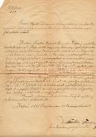 1893 Kassai illetőség megadásáról szóló irat 15 kr illetékbélyeggel