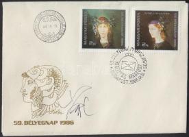 1986 Szász Endre festő által aláírt elsőnapi boríték