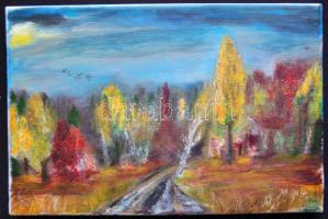 Avar Júlia: Ősz, olaj-vászon, 30x20cm