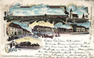 Zellerndorf with railway station and the shop of Josef Neumayer litho (EK)