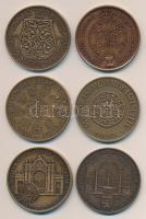 6db különböző Br emlékérem: Tóth Sándor (1933-) 1994. "MÉE Szabolcs-Szatmár-Bereg Megye / Ond Vezér" Br emlékérem (d=42mm) T:1 / Fritz Mihály (1947-) 1989. "MÉE Székesfehérvár / III. István" fényes Br emlékérem (d=42mm) T:1 / 1989. "20 éves a Magyar Éremgyűjtők Egyesülete" (42,5mm) T:1 / Kelemen Kristóf (1922-2001) 1981. "MÉE XI. Vándorgyűlése - Sárospatak / Perényi Péter - Lórántffy Zsuzsanna" Br emlékérem (42mm) T:1 / Képíró Zoltán (1944-1981) 1979. MÉE "X. Vándorgyűlése Keszthely/Goldmark Károly" Br emlékérem (42mm) T:1 / Csúcs Viktória (1934-) 1979. "MÉE - Szent István dénár" Br emlékérem (d=42mm) T:1