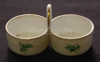 ~1930 Kézzel festett virágmintás jelzett Herendi porcelán fűszertartó hibátlan állapotban / Handpainted Herend chinaware spice holder in flawless condition 10x6cm