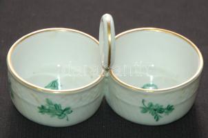 ~1930 Kézzel festett virágmintás jelzett Herendi porcelán fűszertartó hibátlan állapotban / Handpainted Herend chinaware spice holder in flawless condition 10x6cm