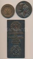 1966. "OMBKE - Magyar Öntőnapok" Br plakett (49mm) + 1969. "OMBKE - Temperöntési és Mintakészítési Napok Sopron" rezezett ón plakett (134x64mm) + Cyránszki Mária (1940-) 1970. "Dunaújváros 20 éves" patinázott cink emlékplakett (60mm) T:2,2-