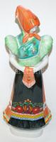 Népviseletes asszonyt ábrázoló kézzel festett jelzett Hollóházi porcelán figura / Handpainted Hollóháza chinaware figure 29cm