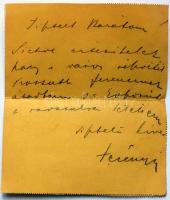 1894. március 28. Terényi Lajos 1848-as politikus, Békés megyei alispán saját kézzel írt levele Dutk...