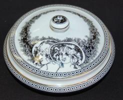 Szász Endre által tervezett Hollóházi porcelán bonbonnier /  Faces designed by Endre Szasz Hollohaza chinaware bonbonier 17x6cm