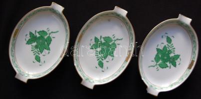 3db kézzel festett sorszámozott Apponyi-mintás jelzett Herendi porcelán hamutál (mind kis hibákkal) ...