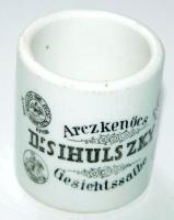 cca 1890 Kassa Molnár Lipót gyógyszertára feliratos, képes arckrémes tégely / cca 1890 Kosice pharmacy face-cream jar 6 cm