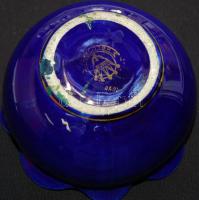 cca 1940 Jelzett, sorszámozott Szakmáry Hollóházi aranyozott porcelán tálka (az aranyozás megkopott ...