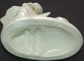 Kézzel festett, sorszámozott porcelán kislányfigura őzikével /
Numbered, hand-painted porcelain figu...