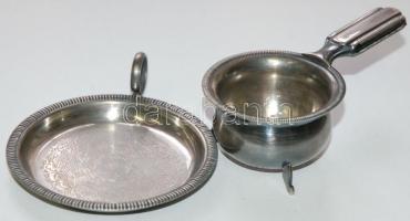 Ezüstözött fém teaszűrő hozzá tartozó virágmintás aljjal /
Silver plated teafilter with plate 11x4cm...