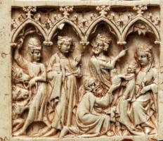 Antik quadriptychon Krisztus életéből vett jelenetekkel. Bakelit múzeumi másolat.
Antique quadriptyc...