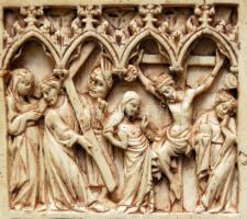 Antik quadriptychon Krisztus életéből vett jelenetekkel. Bakelit múzeumi másolat.
Antique quadriptyc...