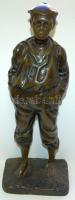 Fütyülő fiú. Bronzírozott réz szobor jelzés nélkül /  Whistler. Bronzed copper statue 46 cm
