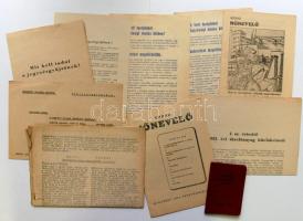 1948-1953 Kis nyomtatvány tétel: klf pártbrossúrák, tagsági könyv, békekölcsön jegyzés, stb