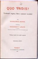 Sienkievicz Henrik: Quo vadis? Történeti regény Nero császár idejéből. I-II. Pataky László eredeti r...