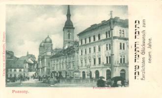 Pozsony with synagogue, Hebrew New Year greeting