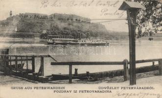 Újvidék Pétervárad Castle, steamship, pontoon bridge