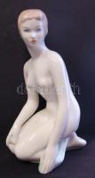 Kézzel festett jelzett aquincumi porcelán női akt figura / Handpainted Aquincum chinaware nude figure 22cm