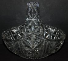 Kis üveg tétel: 2db gyertyatartó 13cm és egy díszkosárka 19x21cm