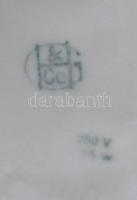 Jávorszarvast ábrázoló jelzett porcelán asztali lámpa vezetékkel /
Chinaware table lamp 22x23cm