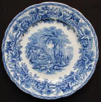 Tanyasi életet ábrázoló angol porcelán tányér benyomott jelzéssel / English chinaware plate d: 26cm