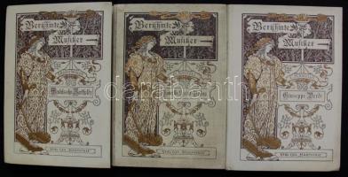 Wolff, Ernst. Berühmte Musiker: Mändelssohn, Verdi, Camille Saint-Saens. 3 könyv. Berlin, 1906. Harmonie. Szecessziós egészvászon kötésben / 3 books in art-nouveau Collin binding