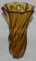 Nagyméretű cseh sárga üveg váza 31cm
