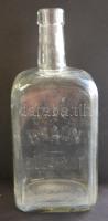 "Braun Budapest" feliratú régi likőrös üveg dugó nélkül 23cm