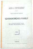 Árpád a testvériséghez címzett Szeged keleten dolgozó szabadkőműves páholy alapszabályai. Szeged, 1872. Burger Zsigmond 19p.