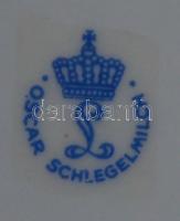 Erősen hiányos Oscar Slegelmilch német porcelán kávéskészlet: 1 kancsó, 1 bögre, 5 kistányér, tejkiö...