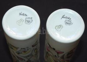 1968 Kézzel festett jelzett porcelán váza pár /
Handpainted chinaware vases 19cm