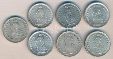 Svájc 1944/52/57/65/66/68 1/2Fr Ag (7x) T:2,2-
Switzerland 1944/52/57/65/66/68 1/2 Franc Ag (7x) C:X...