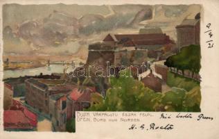 Budapest I. Várpalota északról litho s: Raoul Frank (EK)