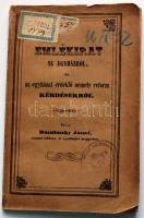 Hazslinszky József: Emlékirat az egyházról és az egyházat érdeklő némely reform kérdésekről. Kassa, 1849. Werfer Károly. 88p.