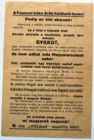 1920 Trianoni béke ellenes röplap /  1920 Flyer against Trianon