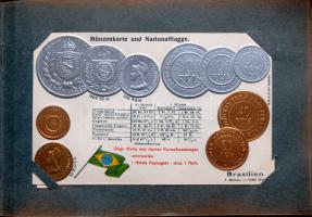 Szép numizmatika témájú képeslap gyűjtemény, 46db különböző, dombornyomás technikával készült Litho ...