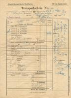 1909 Bosznia Hercegovinai Államvasút Szállítási jegyzék Szarajevó-Kassa útvonal