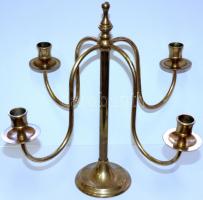 Összecsavarozható négykarú réz gyertyatartó /
Four-branched brass candelabrum with adjustable parts ...