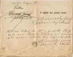 1879 Átírási illetékről szoló okmány