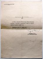 1947 Gerő Ernő közlekedésügyi miniszter, a Lánchíd-Bizottság főtitkára által aláírt meghívó levél a bizottságba /  1947 Letter inviting in the rebuilding-comitte of the Chain-bridge signed by minister Ernő Gerő