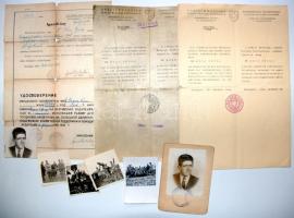 1944 Munkaszolgálatos dokumentumai: Svvájci menlevél, igazolványok, fotók /  1944 Documents and photos of jewish labour-serviceman includind Swiss Schutzpass