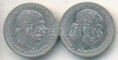 Ausztria 1900/1902. 1K Ag (2x) T:2- Austria 1900/1902. 1 Corona Ag (2x) C:VF