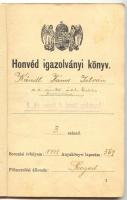 1911 Honvéd Igazolvány M. kir. 5. szegedi gyalogezred