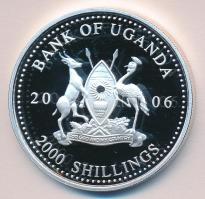 Uganda 2006. 2000Sh Ag "Futball hírességei - Magyarország 1960-as évek" T:PP tanúsítvánnyal Uganda 2006. 2000 Shilling Ag "Hall of Fame of football - Hungary 1960s" C:PP