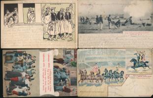 20 db vegyes régi képeslap több katonaival és lithoval, vegyes minőségben