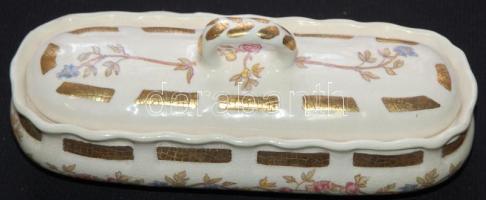 XIX. századi Louis XV. Sarreguemines fajansz porcelán bonbonier / Faience chinaware bonbonier 20x9cm