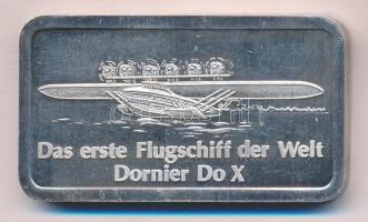 Németország DN "A világ első hidroplánja-Dornier Do X" 1oz (31,103g) Ag(0.999) ezüst tömb T:PP  Germany ND "The first hydroplane of the world-Dornier X" 1oz (31,103g) Ag(0.999) silver block C:PP