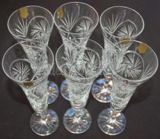 6db Használatlan dekoratív ólomkristály pezsgős pohár / 6 pcs of unused lead crystal champagne glasses 24cm